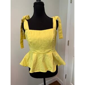 Desiree Iyama Bright Yellow Peplum Top with Bow Tie Straps